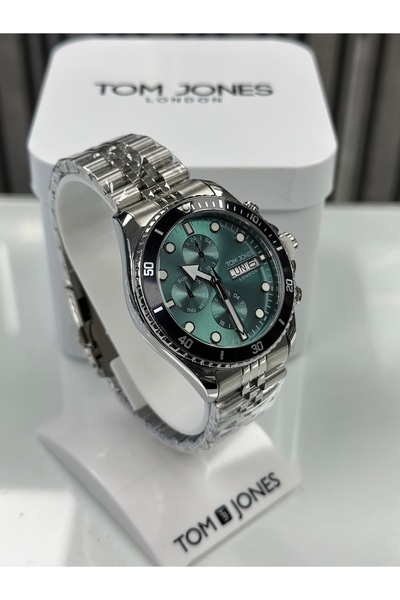 Tom Jones Yeşil Kadran Jubile Çelik Kordon ERKEK KOL SAATİ