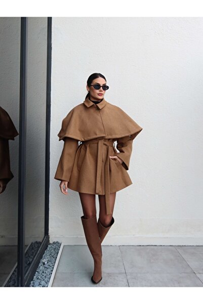 ESRAHELVACI Cape Detail Cashmere Coat