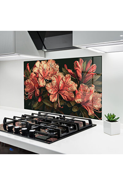 Arthub Panou Sticla Bucatarie, Protectie aragaz, Termorezistent, Flori, Cream...