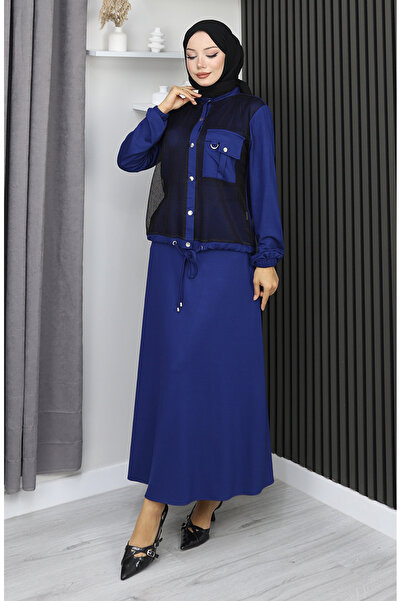 sefamerve Snap Detailed Combed Cotton Suit 25003-04 Navy Blue