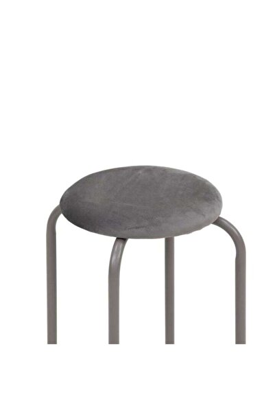 OEM Danny round fixed stool, velvet textile grey, 38 x 38 x 47 cm