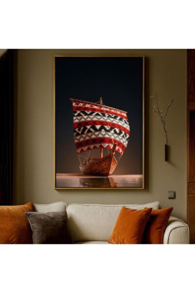 SND لوحة قماشية بتصميم الفن النجدي مع برواز شامبين مجوف