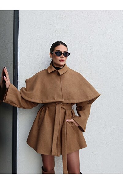 ESRAHELVACI Cape Detail Cashmere Coat