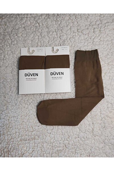 DÜVEN 2 Pack Cotton Knee-High Mat Extra Soft Bronze Trouser Socks