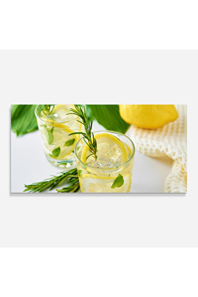 Arthub Kitchen Glass Panel, Stove Protection, Heat Resistant, Food, Lemon Rosemary Drink
