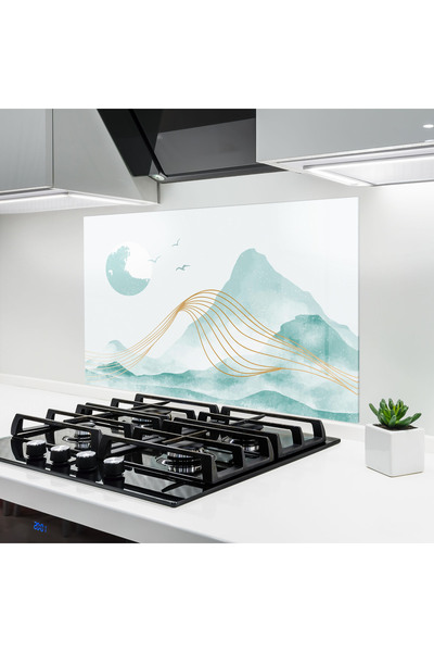 Arthub Kitchen Glass Panel, Stove Protection, Heat Resistant, Abstract, Gold ...