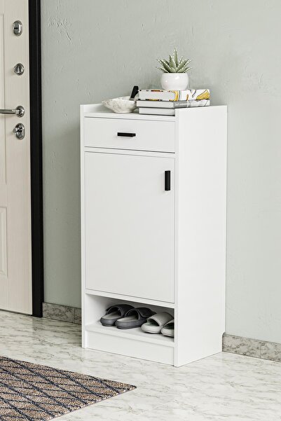 Hofga Orfa 4 Raflı 1 Kapaklı 1 Çekmeceli Ayakkabılık Beyaz