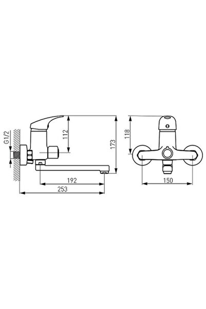FERRO O baterie cadă/duș BFO3A, montare pe perete, monocomandă, finisaj cromat