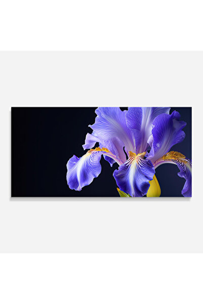Arthub Kitchen Glass Panel, Stove Protection, Heat Resistant, Flowers, Purple Iris On Black