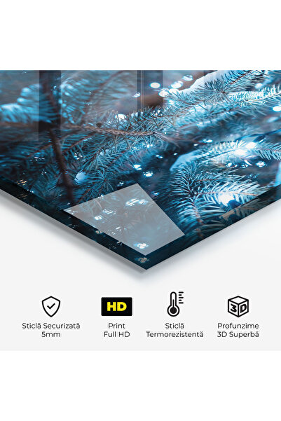 Arthub Kitchen Glass Panel, Stove Protection, Heat Resistant, Landscapes, Blue Christmas Tree