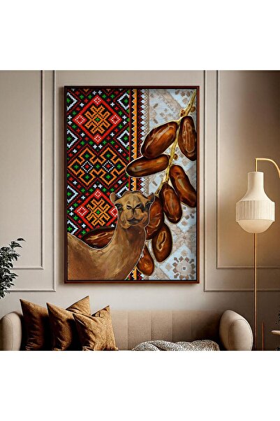 4gdran Najdi art design canvas painting with a hollow gold frame