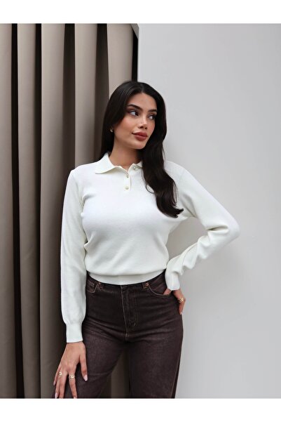 ESRAHELVACI Polo Neck Half Button Sweater