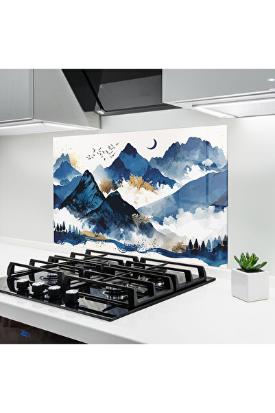 Arthub Panou Sticla Bucatarie, Protectie aragaz, Termorezistent, Peisaje, Blu...