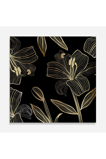 Arthub Panou Sticla Bucatarie, Protectie aragaz, Termorezistent, Flori, Gold Black Lily