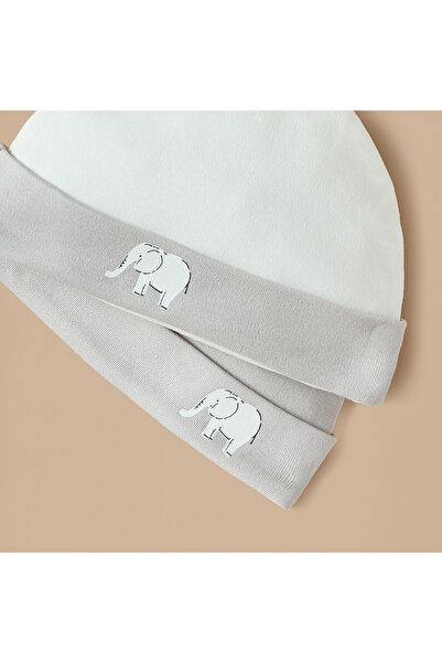 Juniors Elephant Print Beanie Cap - Set of 2