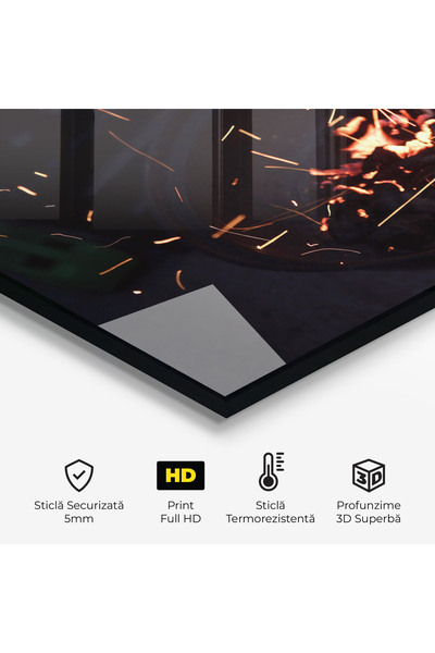 Arthub Kitchen Glass Panel, Stove Protection, Heat Resistant, Feng-shui, Fire Little Lights