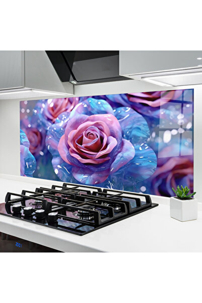 Arthub Panou Sticla Bucatarie, Protectie aragaz, Termorezistent, Flori, Beaut...