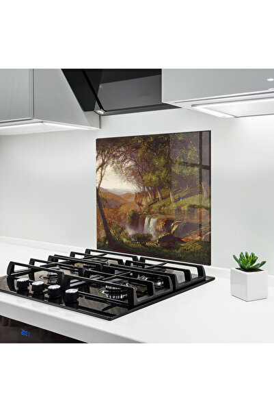 Arthub Kitchen Glass Panel, Stove Protection, Heat Resistant, Landscapes, Wat...