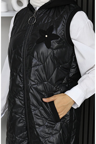 sefamerve Куртка з капюшоном на блискавці 5108-02 Чорна