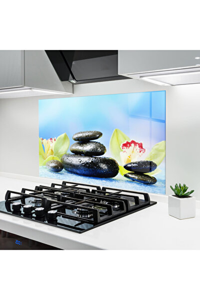 Arthub Kitchen Glass Panel, Stove Protection, Heat Resistant, Feng-shui, Bloo...