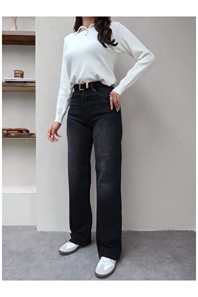 ESRAHELVACI High Waist Straight Cut Belted Jeans