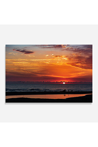 Arthub Kitchen Glass Panel, Stove Protection, Heat Resistant, Landscapes, Colorful Sunrise Sea