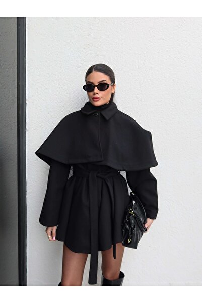 ESRAHELVACI Cape Detail Cashmere Coat