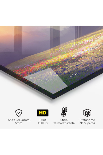 Arthub Kitchen Glass Panel, Stove Protection, Heat Resistant, Landscapes, Pretty Spring Field