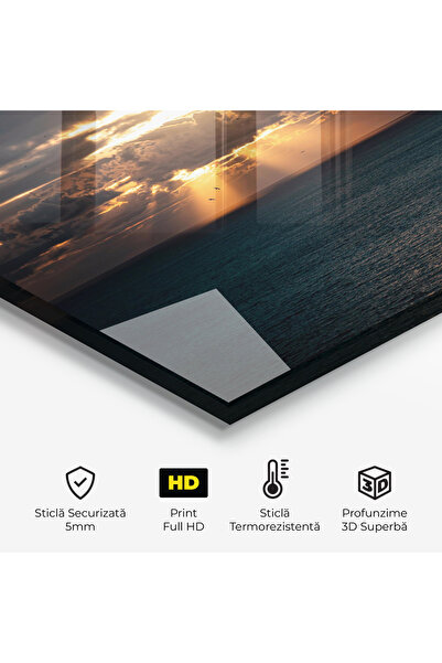 Arthub Kitchen Glass Panel, Stove Protection, Heat Resistant, Landscapes, Cloudy Sunrise