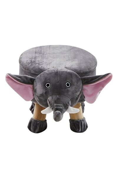 OEM Elephant fixed stool, round, textile material, gray, 40 x 27 x 28 cm