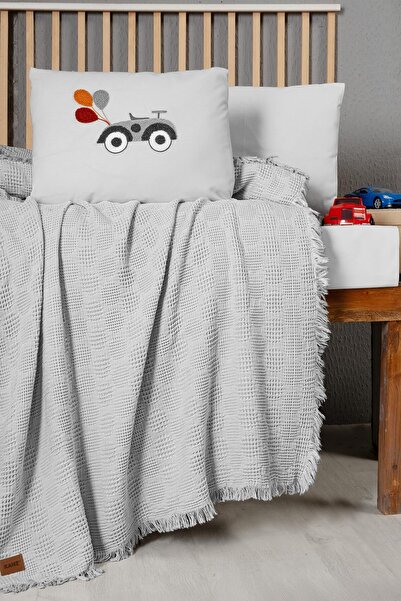 Budi Kanz Baby Waffle Muslin Embroidered Pique Knz-021 Bubble Gray