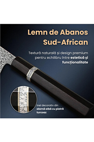 NEOSOR Kiritsuke Professional Knife, 73 Layers Damascus Steel, Ebony Handle, Manual Sharpening, Hardness 60±2HRC