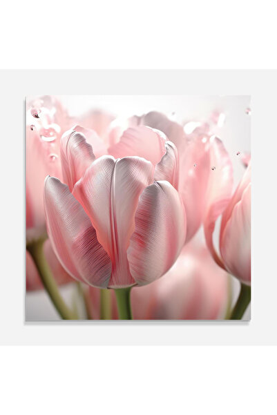 Arthub Kitchen Glass Panel, Stove Protection, Heat Resistant, Flowers, Pink Pretty Tulips