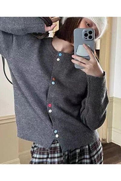 Ugdelia Women's Colorful Buttoned Knitwear Cardigan