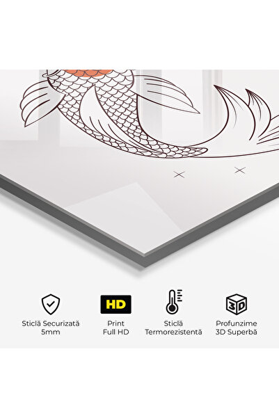 Arthub Kitchen Glass Panel, Stove Protection, Heat Resistant, Feng-shui, Koi Yinyang Art