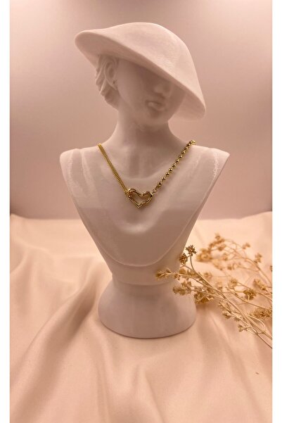 Lunarie Gold Color Asymmetric Heart Necklace – Modern, Minimalist, and Timele...