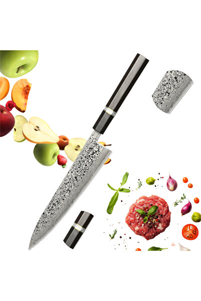 NEOSOR Professional Japanese Chef Knife 9inch, 73 Layers Damascus Steel, Ebony Handle, 60±2 HRC