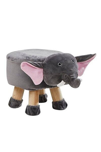 OEM Elephant fixed stool, round, textile material, gray, 40 x 27 x 28 cm
