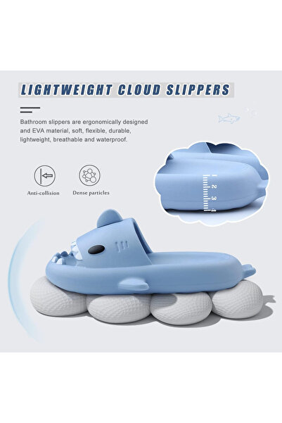 OEM Papuci de baie unisex cu design Shark de la Dsaren, EVA antiderapantă, talpă de 4 cm, mărimea 38/39 EU