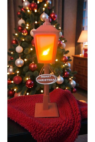 TERARYUM SEPETİM Yılbaşı Sokak Lambası Dekoru Kırmızı-28cm-Işıklı