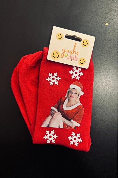 Namgo New Year's Special Mükremin Red Bamboo Stitch-Free Socks Kastamonu Bear