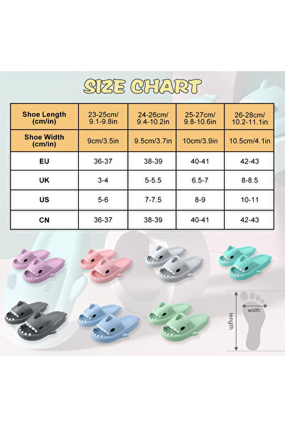 OEM Papuci de baie unisex cu design Shark de la Dsaren, EVA antiderapantă, talpă de 4 cm, mărimea 38/39 EU