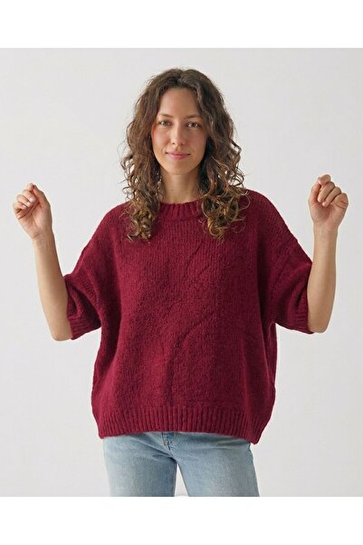 AGORATEKSTİL Women's Short Sleeve Silk Knitted Sweater