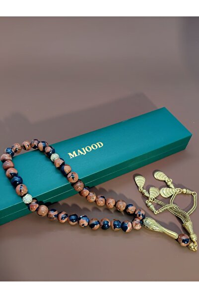 MAJOOD /33 Red And Blue Golden Sandstone Prayer Beads/Tasbih/10MM/For Men And Women