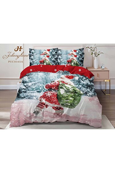 OEM Bed linen, 2 persons, fine, 6 pieces, identical 3D print, Christmas motif, LF550