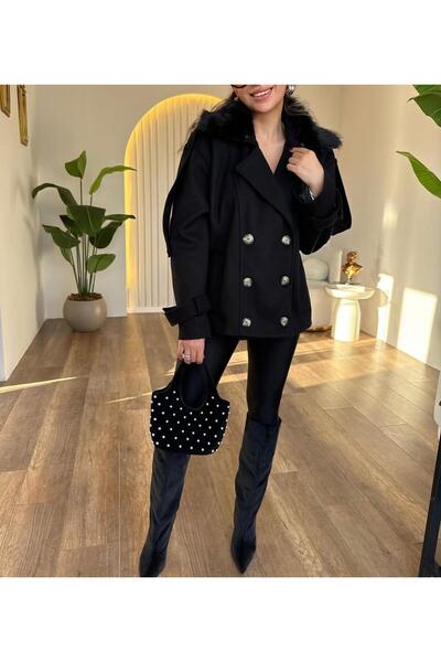 AsiaLife Coat with Detachable Fur Collar