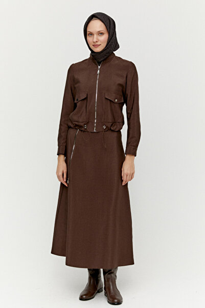 Setrms Fermuarlı Ceket Evaze Etek İkili Takım