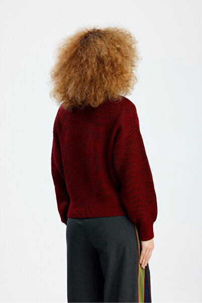 Figo Thessaloniki Knitting Mock Neck Oversized Women's Sweater