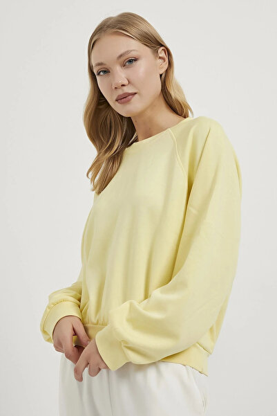 Modasultan Kadın Bisiklet Yaka Reglan Kol Yumuşak Modal Dolulu Rahat Kalıp Es...