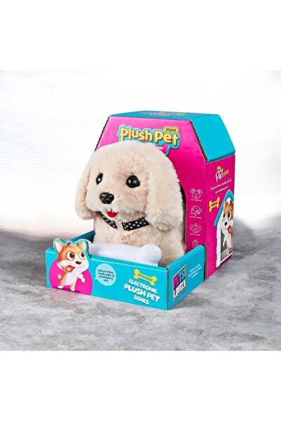 OEM Interactive plush puppy that walks and barks, with bone, 13 x 19 x 17, Cream, +3 years